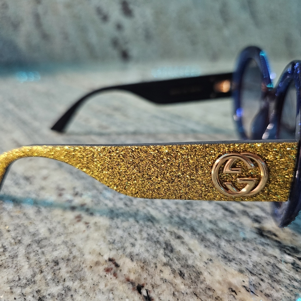 Gucci Glitter Sunglasses Blue Red Gold | Authentic Made in Italy - Picture 14 of 16